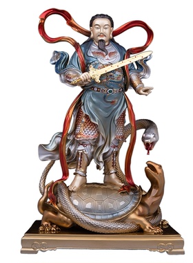 纯铜锦雕真武大帝玄天上帝北帝武当山玄武祖师神像家用轻奢铜摆件