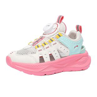 贵人鸟女童鞋2026春夏季新款旋钮扣单网透气框子鞋镂空轻便运动鞋