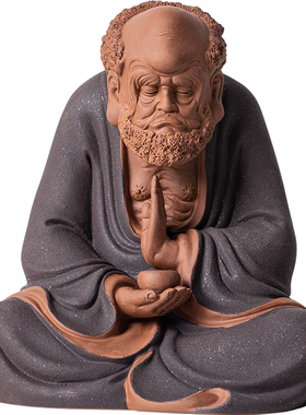 炼器中式陶瓷达摩禅意人物摆件