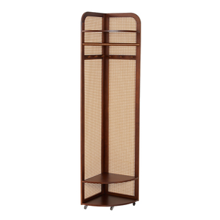 家用卧室转角落地衣帽架带滑轮挂衣服帽子木质架子加粗加厚置物架