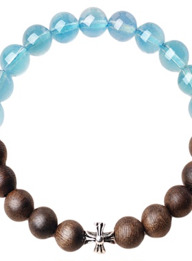 天然海蓝宝手串补水木情绪稳定越南芽庄沉水级沉香手链女