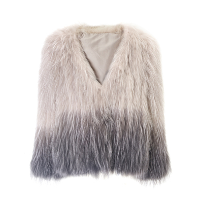 EVAOUXIU重磅晕染渐变貉子毛皮草