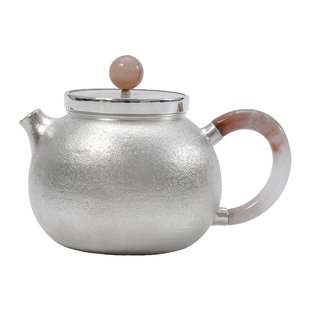 纯银999纯手工一张打泡茶壶金丝玉高端中式家用功夫茶具茶器 晚棠