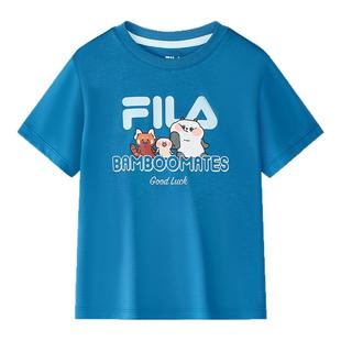 【竹林多彩T】FILA斐乐童装儿童抗菌短袖T恤2025年夏季男女童新款