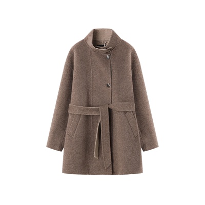 XWI欣未一手长双面呢羊毛大衣女秋冬新款通勤简约双排扣毛呢外套