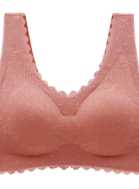 泰国乳胶运动无钢圈内衣女小胸聚拢无痕背心式胸罩蕾丝美背文胸罩