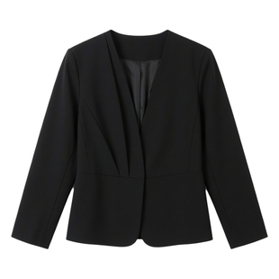 2025新款欧货大码无领白色西装外套女装200斤春ol通勤垫肩西服秋