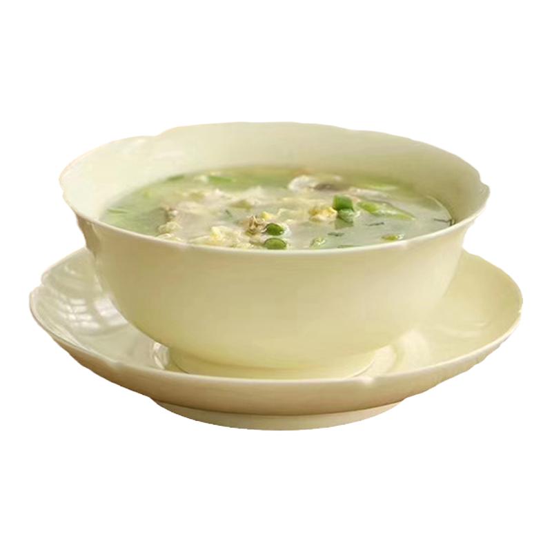 山水一间米饭碗面碗汤碗不沾油碗景德镇瓷米色奶油餐具可放洗碗机