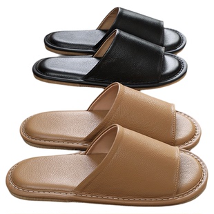 尤新牛皮拖鞋男士夏季室内居家用真皮凉拖鞋女可外穿牛筋软底防滑