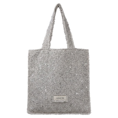 白色珠片粗花呢单肩大容量小方包