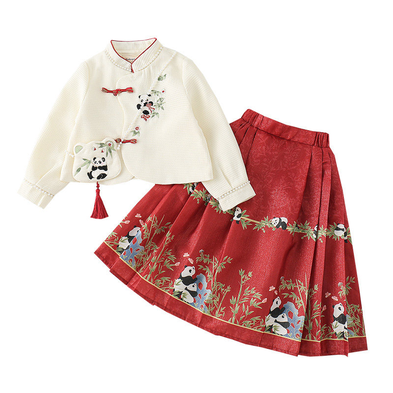 女童国风演出套装夏季新中式表演服两件套唐装汉服端午节纳福衣服