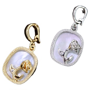 玫瑰花任意可掰扣吊坠椭圆白蝶贝壳项链挂件珍珠项链可拆卸项坠