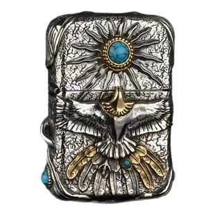 2024新款zippo打火机烈日雄鹰印第安绿松石重盔甲六面煤油防风