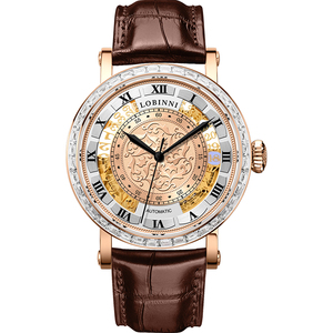 罗宾尼镂空机械表男表全自动男士手表商务男品牌防水大表盘名牌