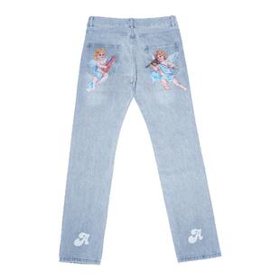 FFF官方正品AFGK夏季新款牛仔裤男潮牌afewgoodkids宽松直筒长裤