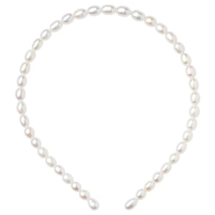 嫣然手作天然淡水真珍珠简约赫本日常复古气质网红碎发压发箍发卡