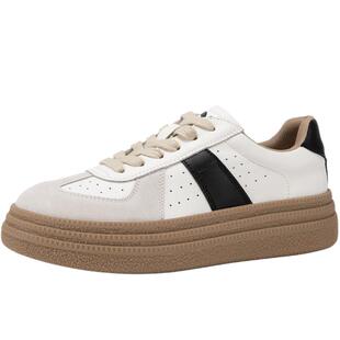 千百度厚底德训鞋女秋冬新款复古百搭增高休闲运动鞋小白鞋