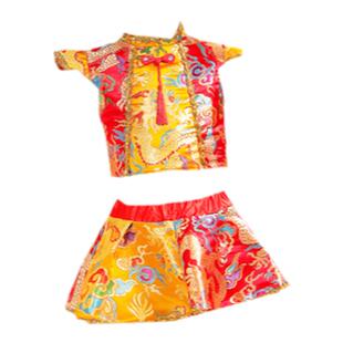 六一儿童喜庆秧歌演出服幼儿园中国风打鼓开门红小梦娃纱裙舞蹈服