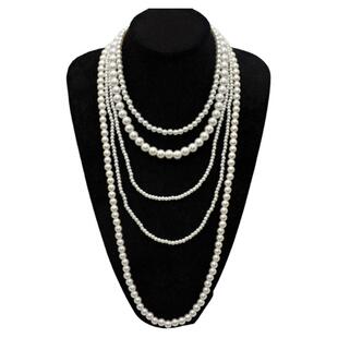 新款女王复古多层叠带珍珠流苏项链女甜酷轻奢毛衣链小众设计颈链