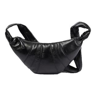 勒梅尔牛角包女斜挎包2024新款包包斜挎肩带真皮单肩斜挎包大容量