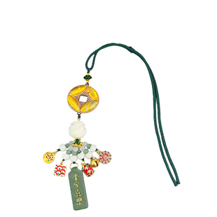 财源滚滚 非遗宋锦真丝汽车挂饰车载多宝小挂件国风铜钱饰品礼物