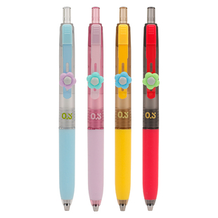 柯林小小花谷朵速干按动中性笔CS笔尖ins日系考试顺滑0.5笔芯黑色水性签字笔水笔刷题笔学生用高颜值金属笔夹