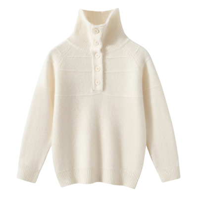 儿童翻领扣子100%纯山羊绒衫