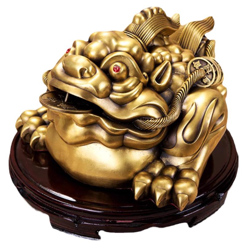 黄铜三足金蟾日进斗金办公室摆件