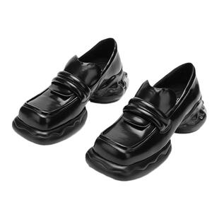 杨超越同款DAPHNELAB泡泡糖乐福鞋复古厚底百搭增高小皮鞋