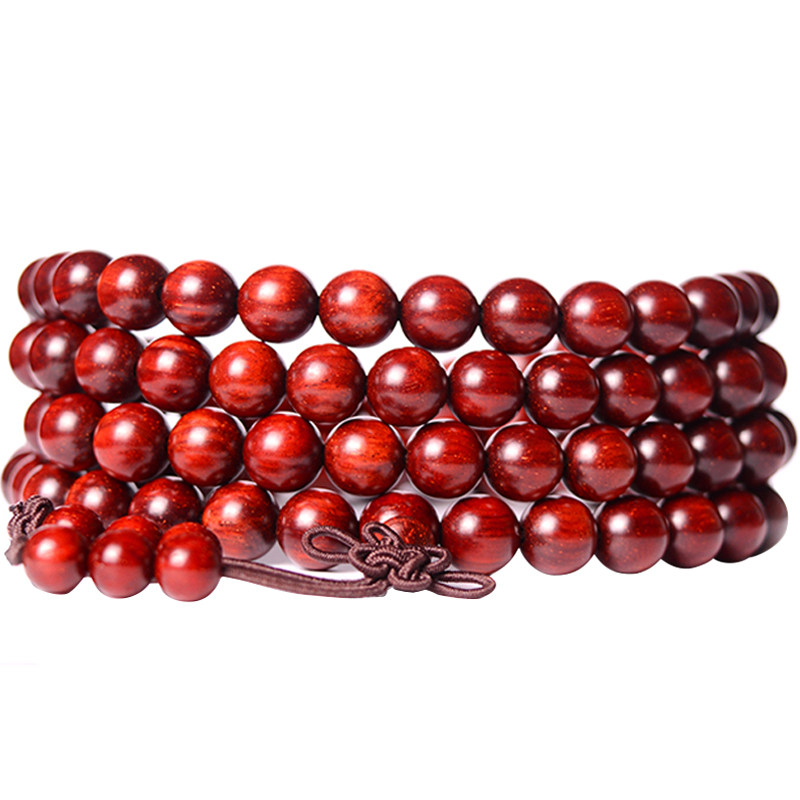 佛尘轩正品小叶紫檀鸡血红手串108颗6mm8mm男女木质手链红木串珠