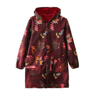 加长加绒罩衣女家用厨房防水防油工作服外套加厚冬季新款围裙长袖