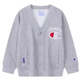 Champion冠军男女童装25冬季新年红色复古学院针织开衫加绒外套