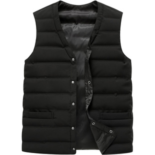 雪中飞羽绒马甲男2025秋冬季新款V领内外穿百搭轻便保暖鸭绒背心