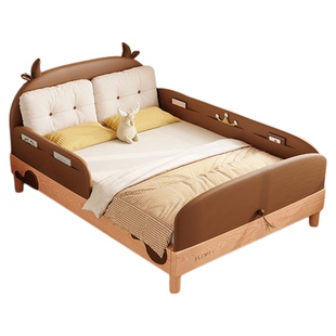 喜力美儿童床奶牛小岛地台床全实木女孩公主床男孩卧室单人带护栏