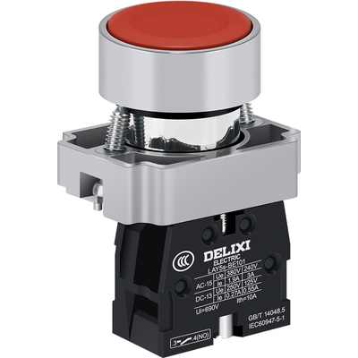 德力西金属平头按钮开关22mm