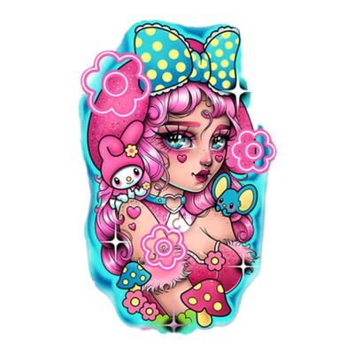 少女纹身贴少女花臂卡通动漫纹身