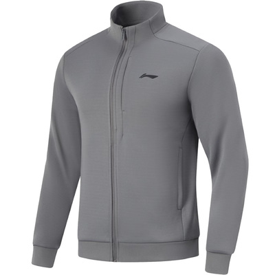 李宁男子健身系列常规型开衫无帽卫衣休闲春秋外套 AWDU395-B品