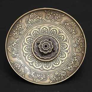 莲花线香香插底座中式 香炉托香托熏盘香插龙凤线香仿古香插铜香炉