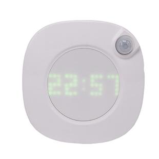 人体感应夜光灯数字钟表挂钟客厅卧室简约静音挂墙免打孔小夜灯