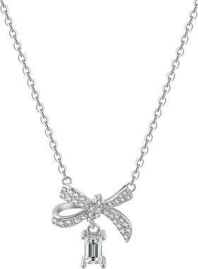 老银匠s925纯银项链轻奢小众设计蝴蝶结银锁骨链情人节礼物送女友