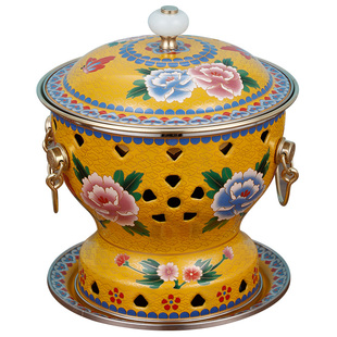 景泰蓝铜火锅高端单人小火锅一人一锅酒精炉铜锅火锅家用纯铜商用