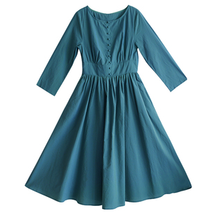 特惠【梦里诗歌】多色收腰连衣裙女2025夏季款纯色大摆裙薄款长裙