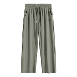 班尼路S&K豆绿色裤子男款2026夏季冰丝防晒直筒裤宽松休闲九分裤A