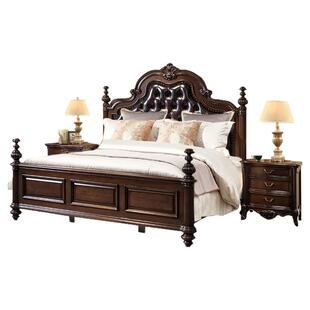 美式实木床真皮双人床主卧婚床胡桃色高端软包床欧式雕花卧室大床