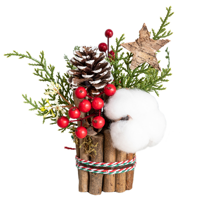 圣诞冬青红果仿真花摆件氛围装饰