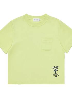 GOODBAI 夏日椰树logo印花短款正肩短袖T恤