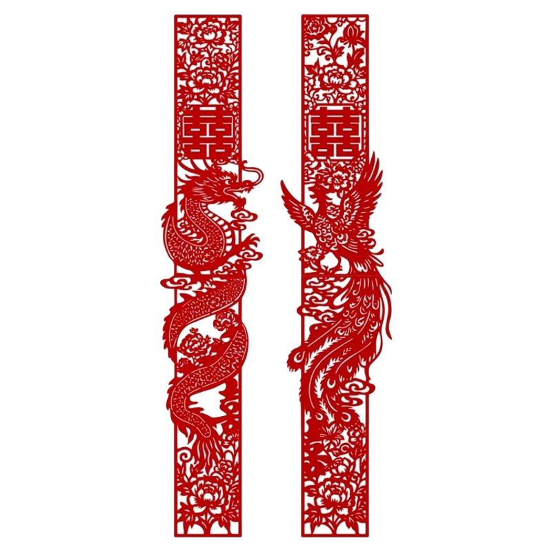 结婚婚房龙凤喜字窗帘挂饰套装