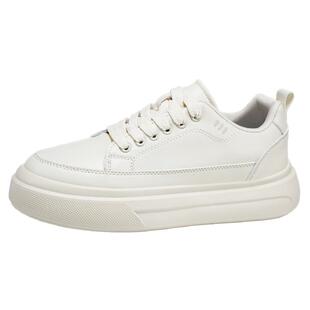 男鞋2026新款春季高级感百搭休闲板鞋男款皮面运动厚底增高小白鞋