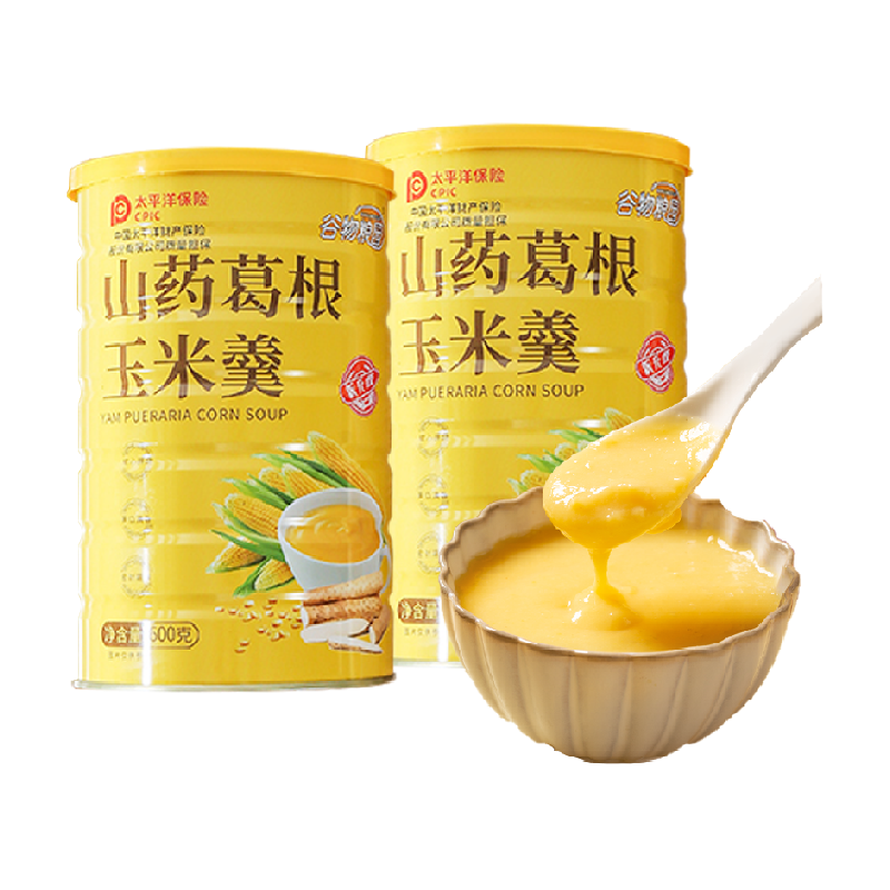 谷物糧園山藥葛根玉米羹600g*2罐小米粥玉米粉速食代餐早餐泡沖飲