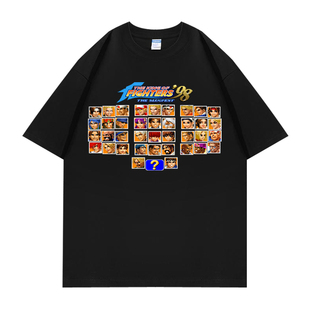 街机游戏拳皇1998八神庵火神草薙京图案印花周边短袖T恤衣服半袖